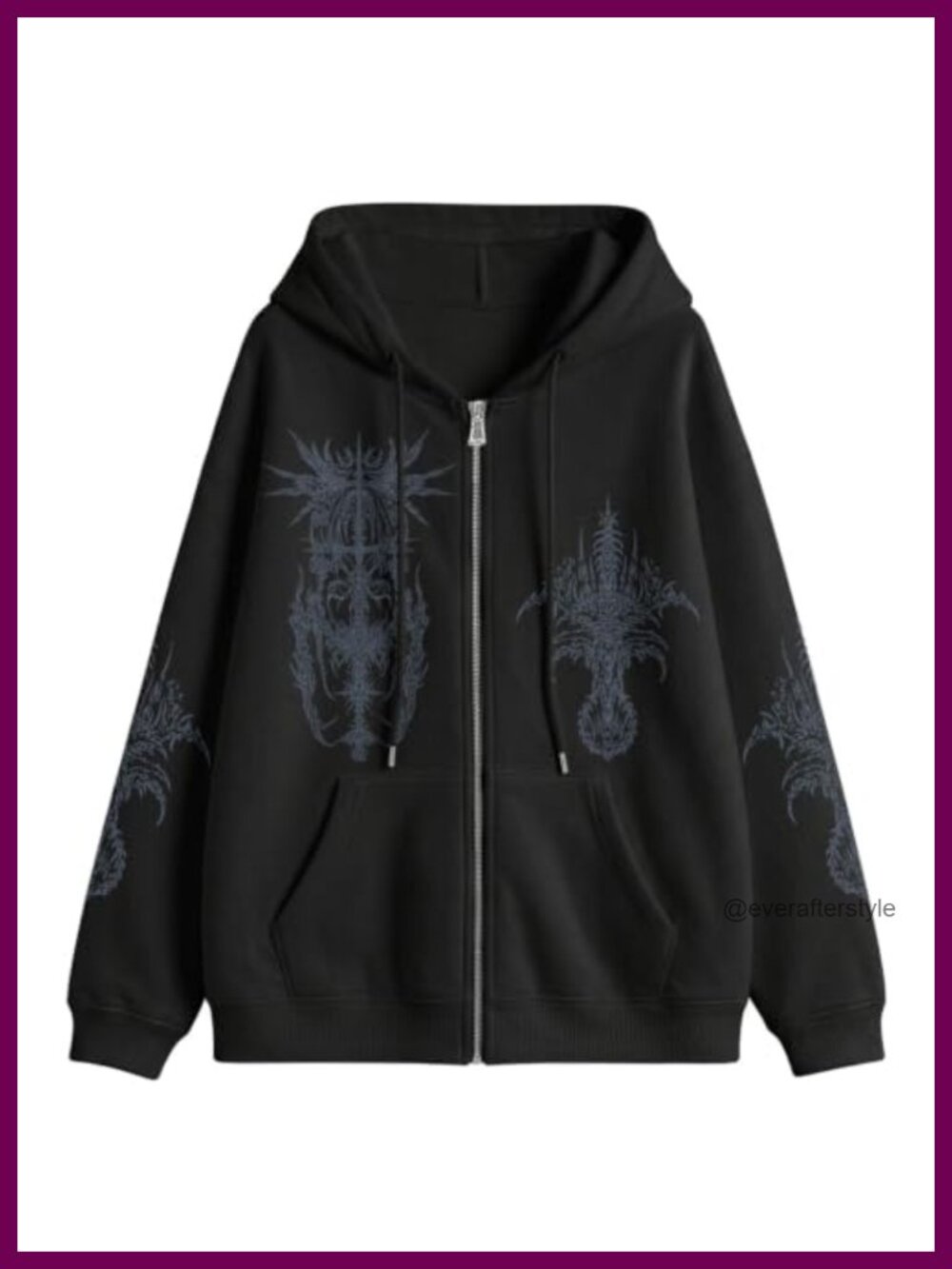 Y2K Zip Up Hoodie Women Oversized Graphic Gothic Streetwear Jacket